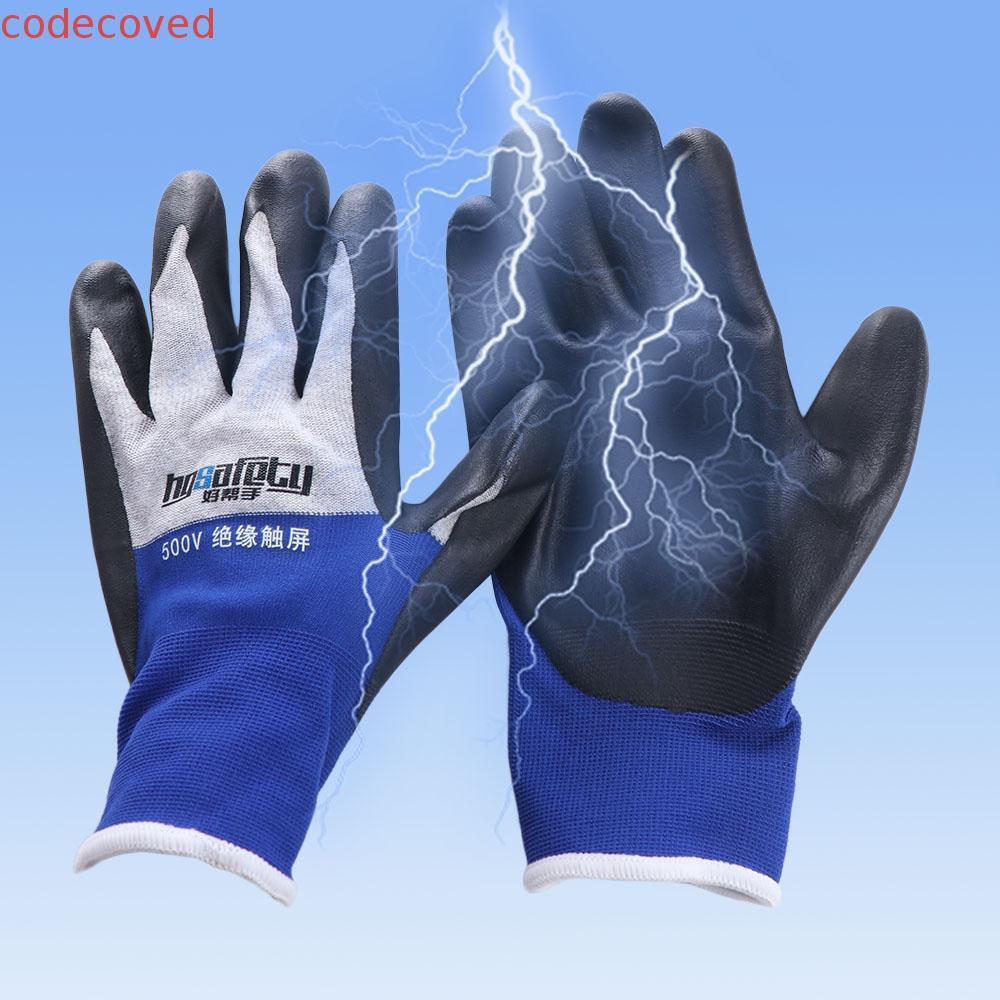 CODECOVED ถุงมือป้องกันไฟฟ้า, แรงดันไฟฟ้าแบบยืน 400V/500V หน้าจอสัมผัสถุงมือฉนวนไฟฟ้า, ถุงมือทํางานก