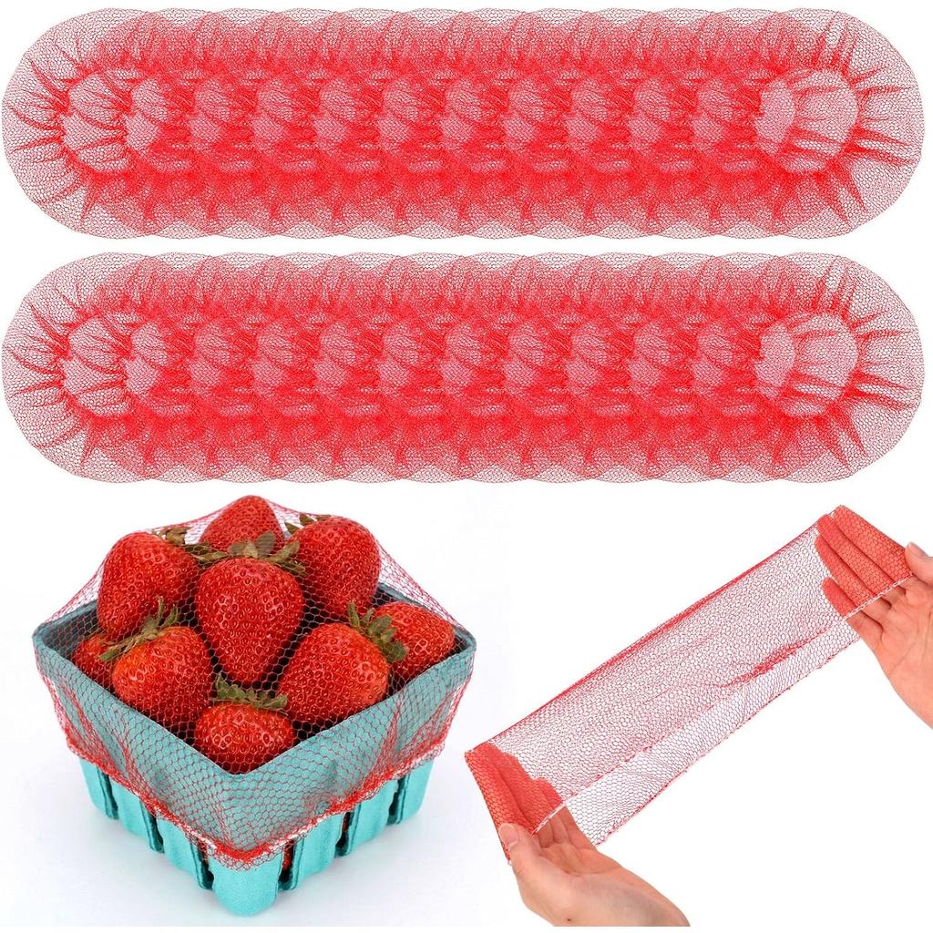 Bokon 100 ชิ้น Berry ตะกร้าตาข่ายยืด Breathable ป้องกันตาข่ายสําหรับสตรอเบอร์รี่ Berry ผลไม้ตะกร้า, 