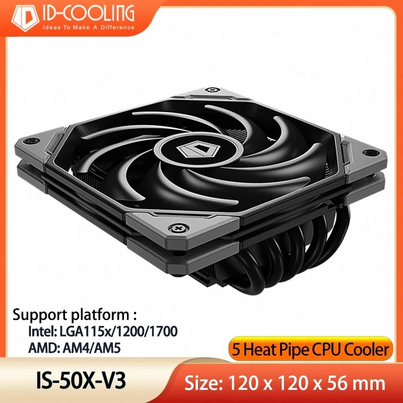 ID-COOLING IS-50X V3 CPU Cooler 5 HeatPipes Extra Slim PWM พัดลม CPU Air Cooler ITX หม้อน้ําสําหรับ 