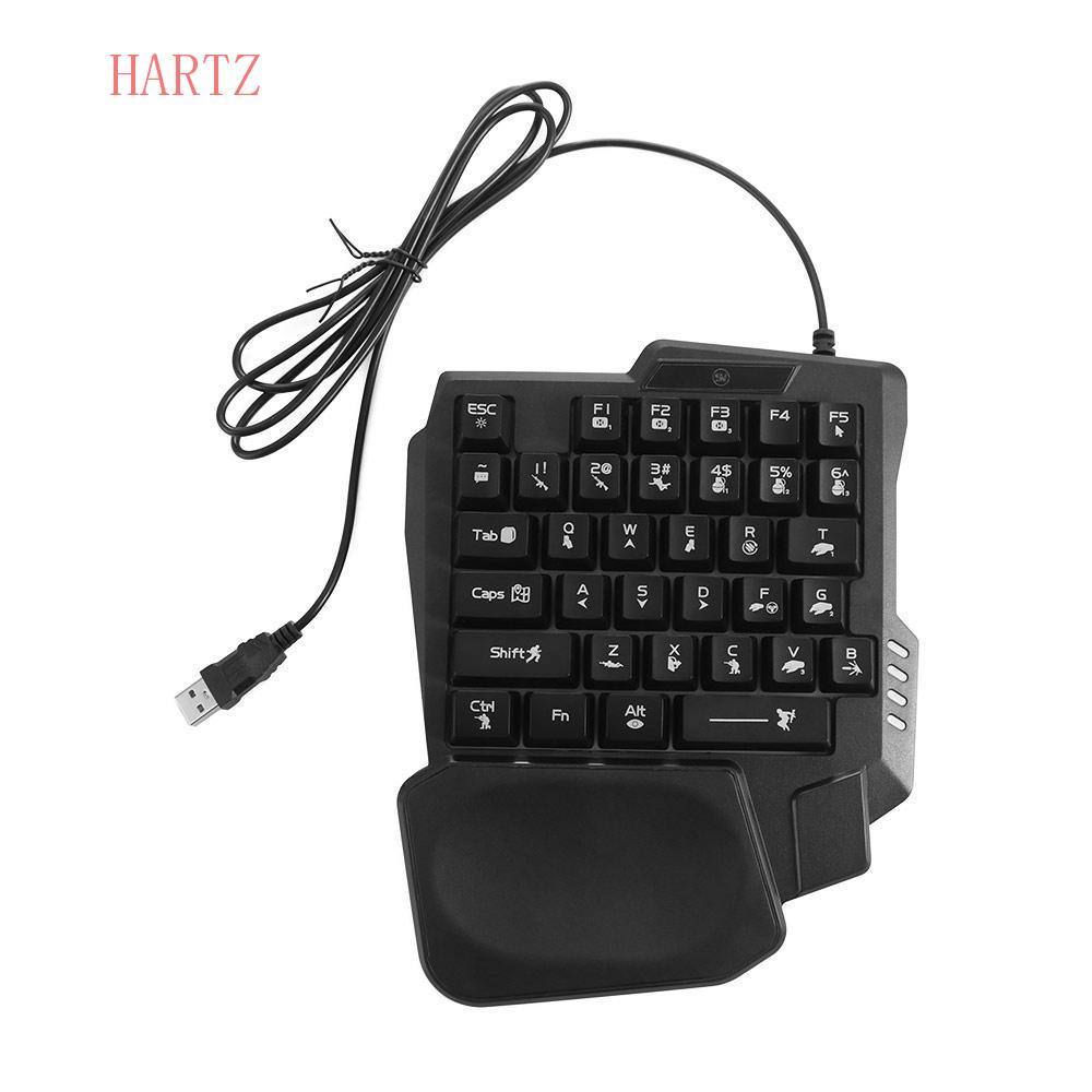 HARTZ คีย์บอร์ดมือเดียว, USB คีย์บอร์ดมือเดียวบางเฉียบ, คีย์บอร์ดเครื่องกลสําหรับเล่นเกมเรืองแสงขนาด