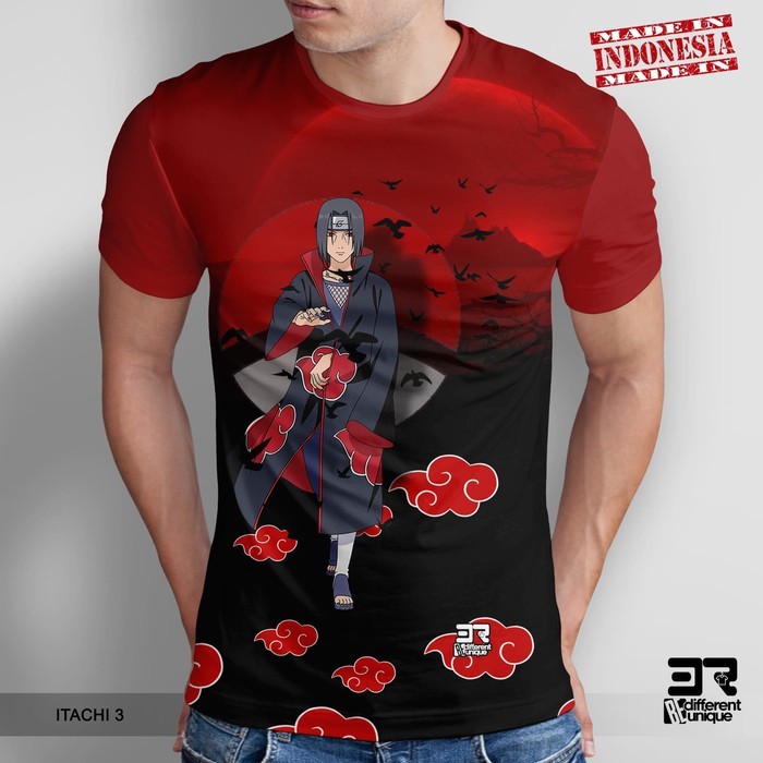 Streetwear พิมพ์ลําลองแขนสั้น Top,ITACHI 3 Naruto Uchiha Itachi อะนิเมะ 3D Fullprint เสื้อ Unisex,ผ้