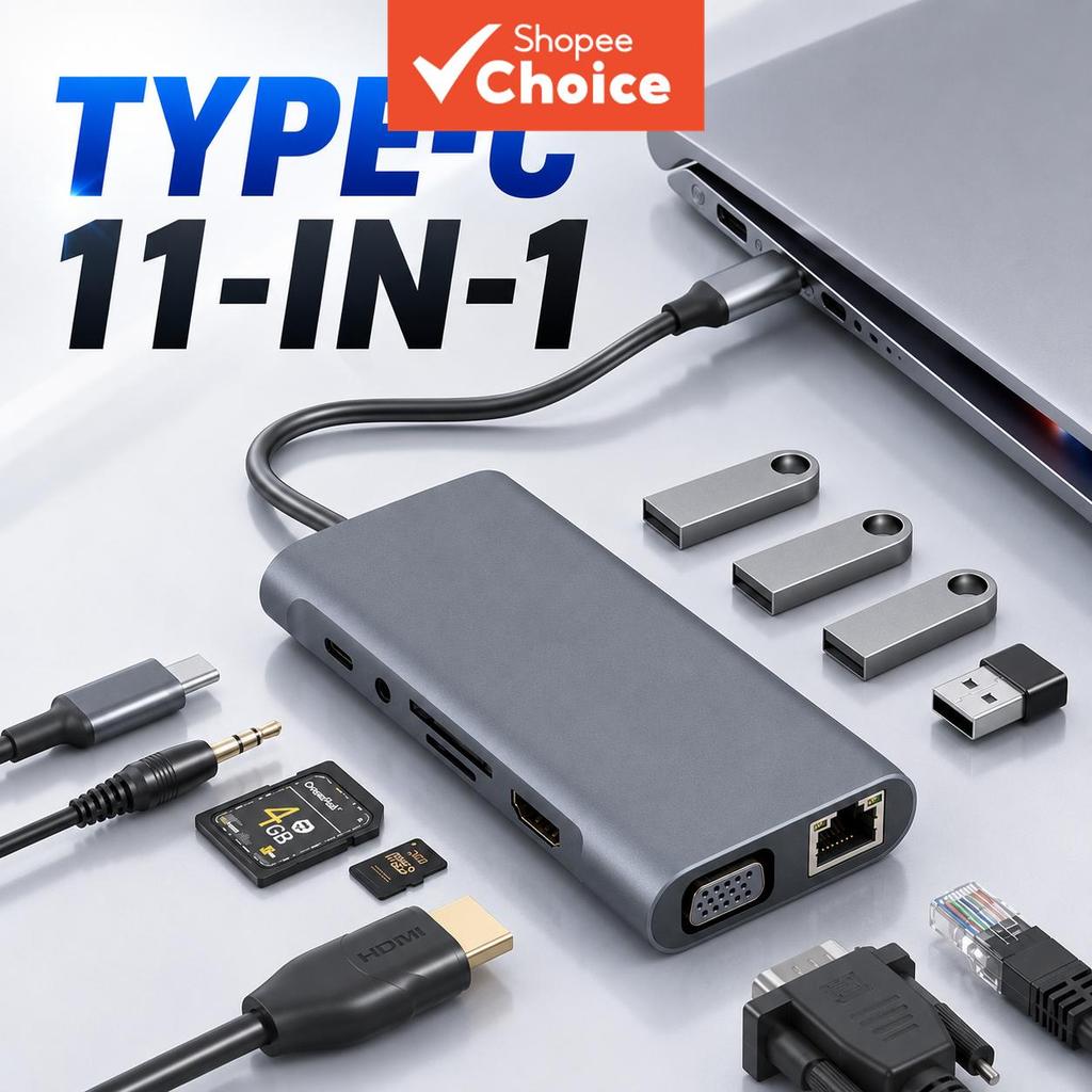 11-in-1 พอร์ต Type-C Docking Hub PD 87W 4K เอาต์พุต HDMI USB Extender Splitter ใช้งานร่วมกับสมาร์ทโฟนแล็ปท็อป
