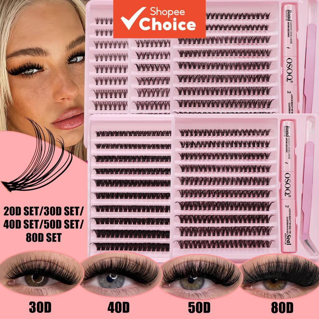 Diy Eyelash Extension Kit ธรรมชาติ Wispy Volume Cluster Lashes 20d/30d/40d/50d/80d พร้อม Bond & Seal กาวแหนบสําหรับใช้ในบ้าน
