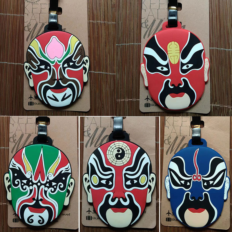 Creative Peking Opera Facebook Shape แท็กกระเป๋าเดินทาง Peking Opera Mask กระเป๋าเดินทางแท็กระบุ Tra