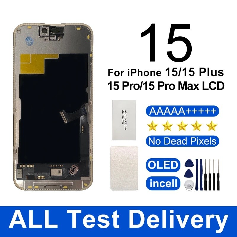สําหรับ iPhone 15 Pro LCD Pantala หน้าจอสัมผัสสําหรับ 15 Plus จอแสดงผล OLED 3D Touch 15 Pro Max หน้า