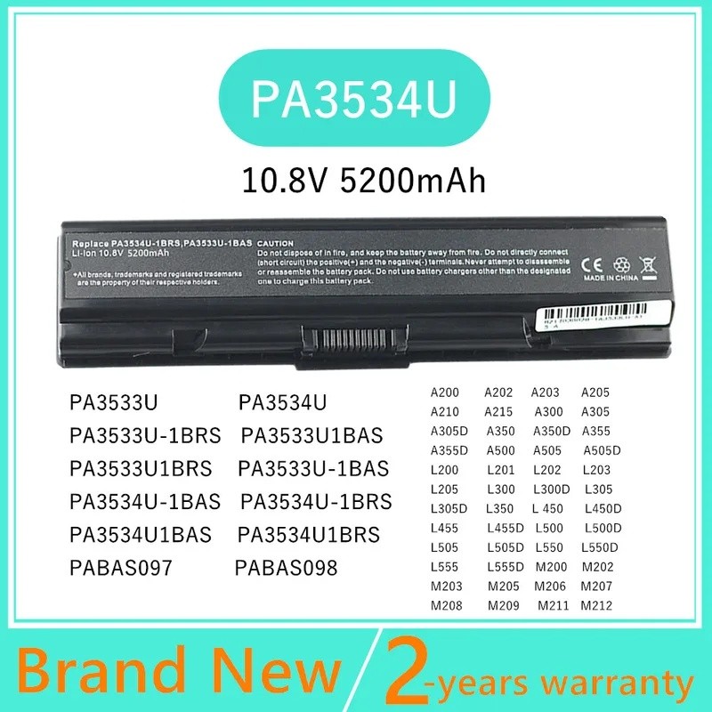 Juyaning แบตเตอรี่แล็ปท็อปสําหรับ Toshiba Satellite Pro A200 L300D L450 L200 L500 L500D L505 L550 M2