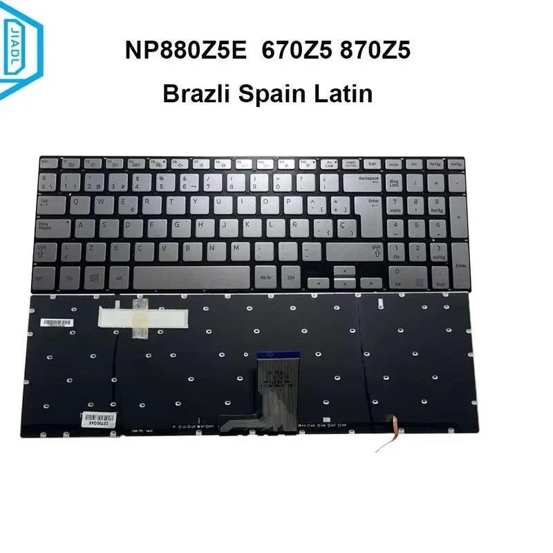 สเปนคีย์บอร์ด Backlight แป้นพิมพ์บราซิลสําหรับ Samsung NP870Z5E NP880Z5E NP670Z5E 680Z5E NP780Z5E บร