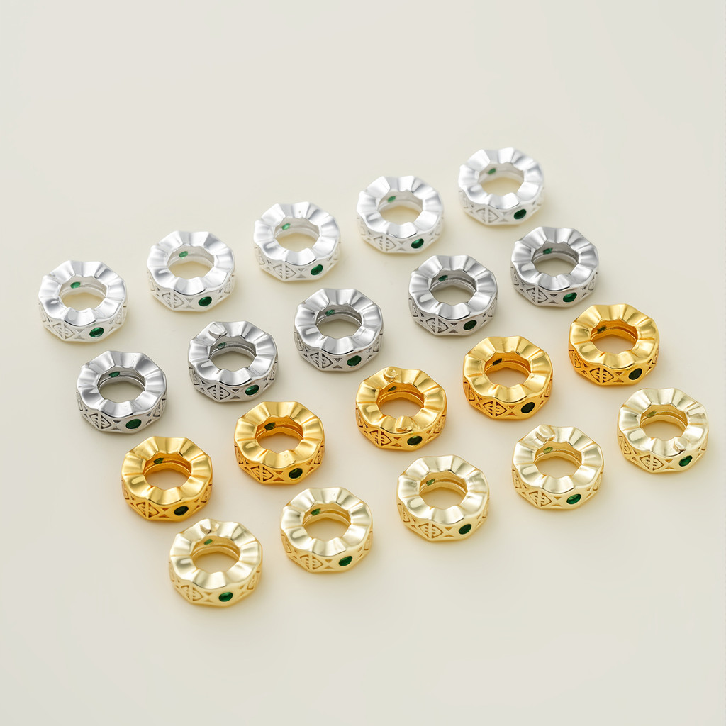 St.kunkka 2 ชิ้นชุบทองZircon SpacerลูกปัดทองเหลืองหลวมลูกปัดDIYสร้อยข้อมือสร้อยคอเครื่องประดับทําซัพพลาย — صورة 4