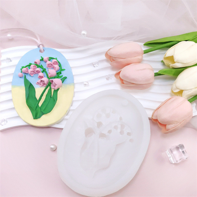 Lily of the Valley น้ํามันหอมระเหยปูนปลาสเตอร์รายชื่อแม่พิมพ์ซิลิโคน DIY รถ Diffuser จี้หินตู้เสื้อผ