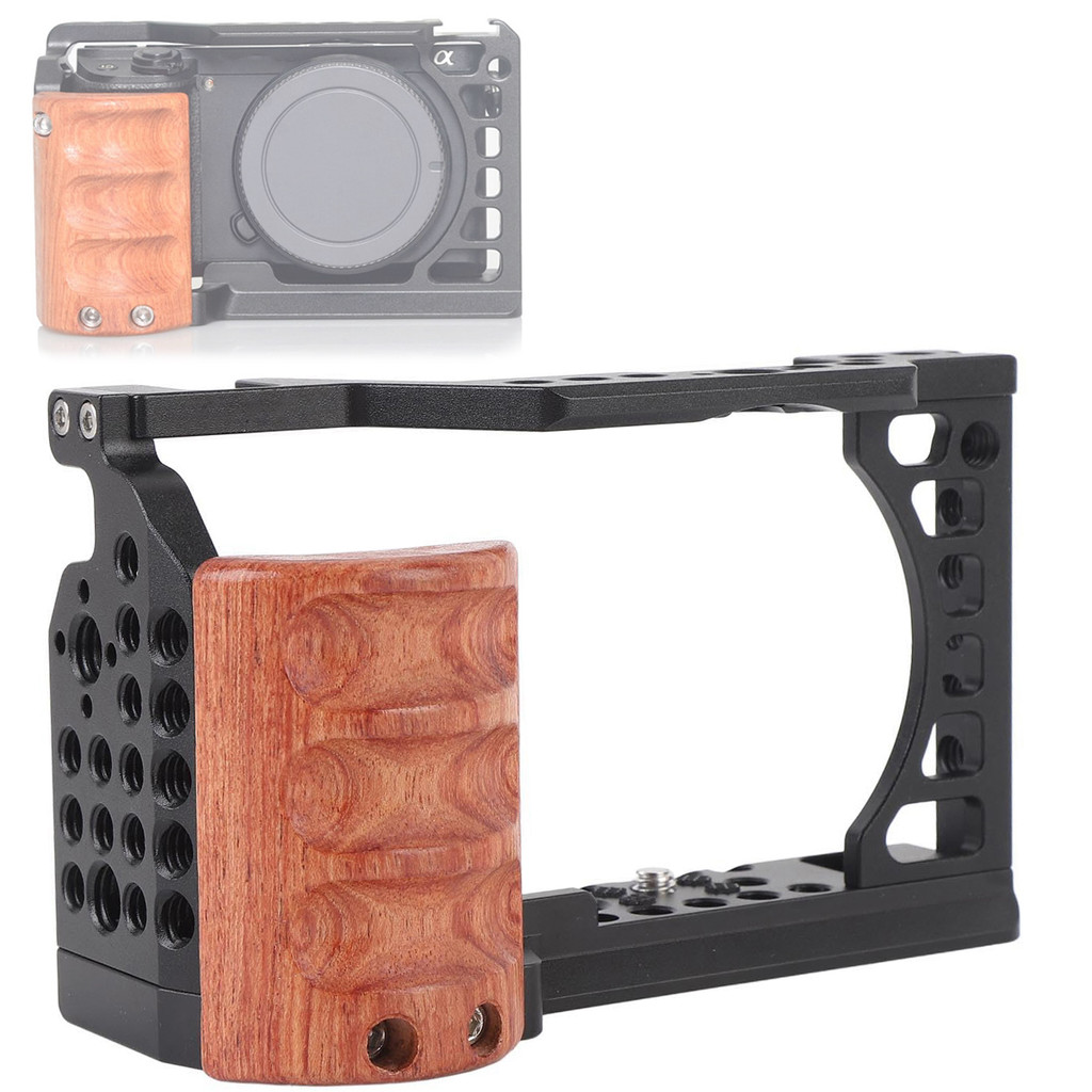 สําหรับ Sony A6500 A6400 A6300 A6100 A6000 กล้องกรงไม้ Grip Arca Swiss Quick Release แผ่น Vlog การถ่