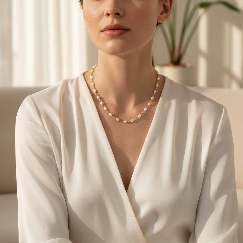 [Valley] Gold Plated Pearl Nelace French Vintage Court Style Hypoallergenic Alloy Jewelry for Women 