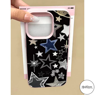 เคสไอโฟน16สำหรับIPhone 15 17 air 13 11 16 12 14 Pro Max 15 14 Plus XR XS Xเคสลายหนัง ลายดาวสุดเท่ ขอบสีสัน ป้องกันกระแทก