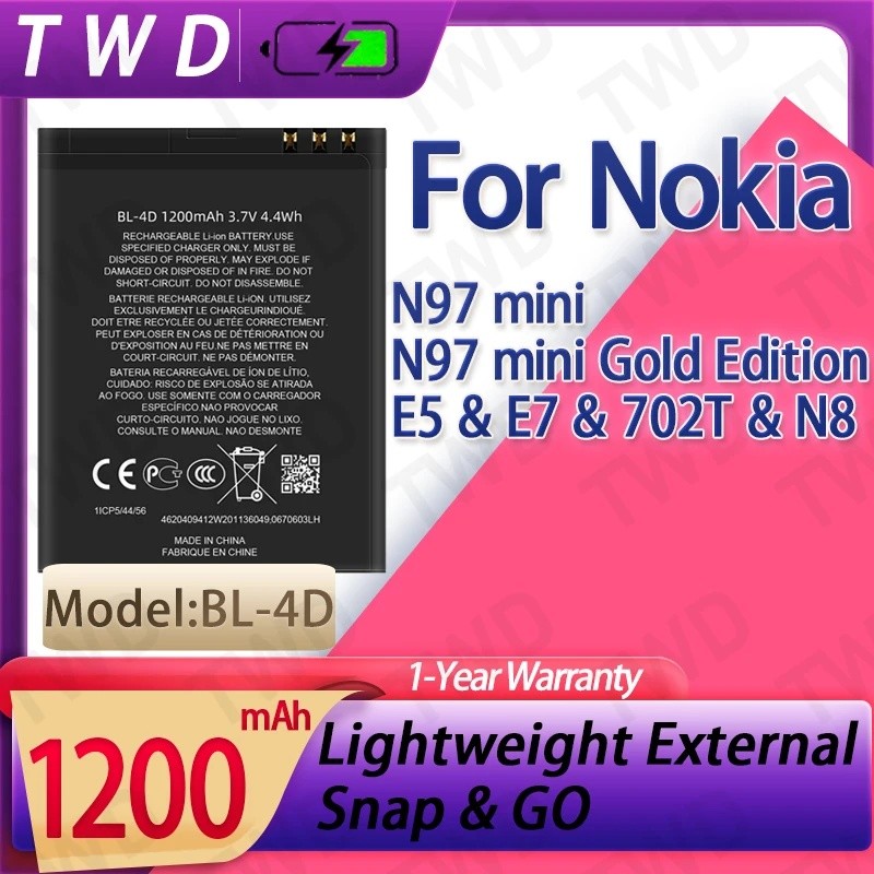 BL-4D BL4D แบตเตอรี่ความจุขนาดใหญ่สําหรับ Nokia N97 mini / N97 mini Gold Edition แบตเตอรี่ใหม่ Quanl