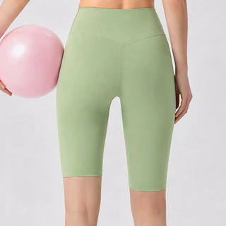 AirActive Leisure กางเกงขาสั้น เอวสูง ป้องกันการม้วนงอ สําหรับเล่นโยคะ ฟิตเนส วิ่ง ยกสะโพก