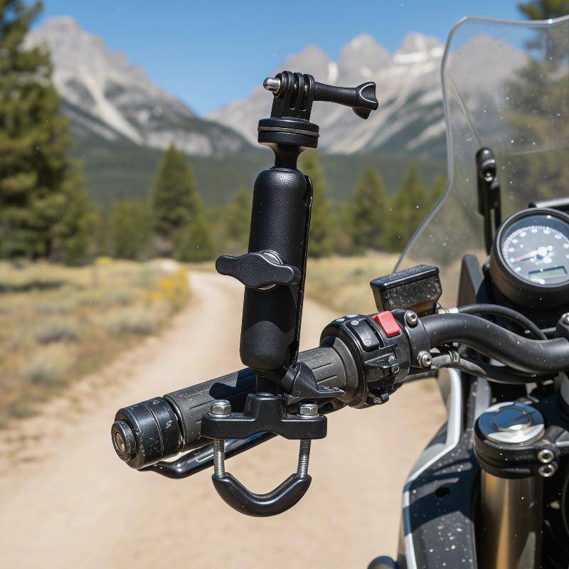 OUKwca Handlebar กล้อง Braet สําหรับรถจักรยานยนต์ทนทาน 360 องศาหมุนย้อนกลับวิดีโอใหม่