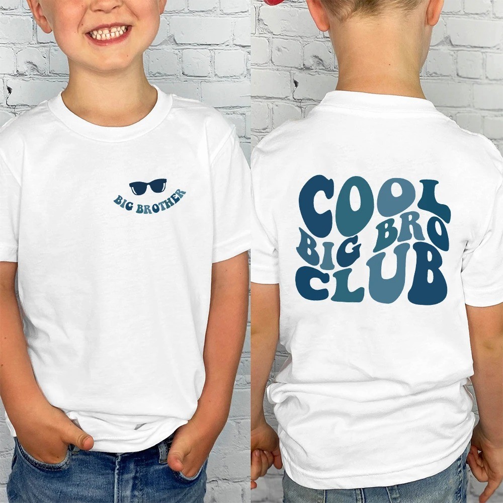 Cool Big Brothers Club เสื้อด้านหน้าและด้านหลังการพิมพ์เสื้อผ้าส่งเสริม Big Brother Tshirt เด็กประกา