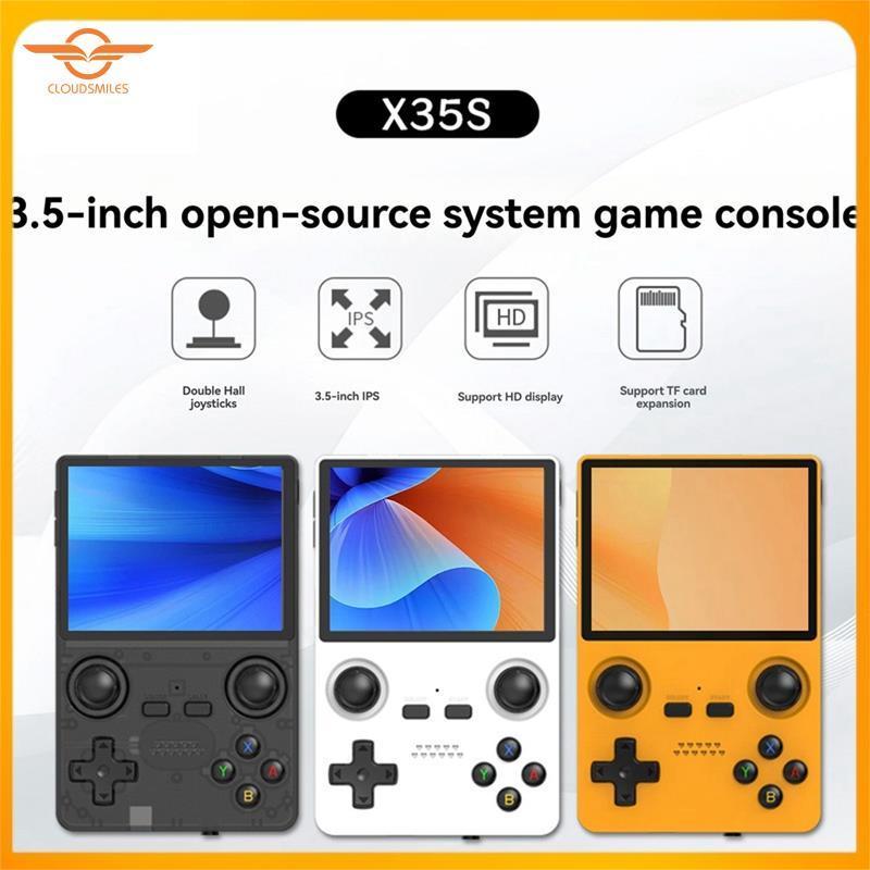 [CloudsMiles.th] X35S คอนโซลวิดีโอเกมมือถือ 3.5 นิ้วหน้าจอ IPS HallJoystick เปิดแหล่ง Retro GamePad 