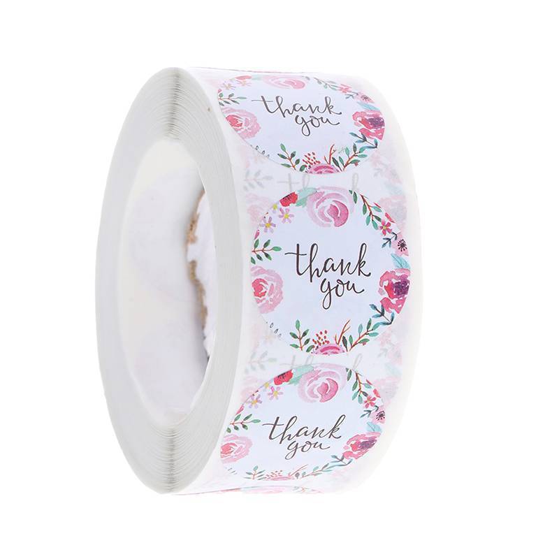 PO 500 ป้าย/ม้วน Thank You Stier seal labes flower Stationery เทียร์ CH