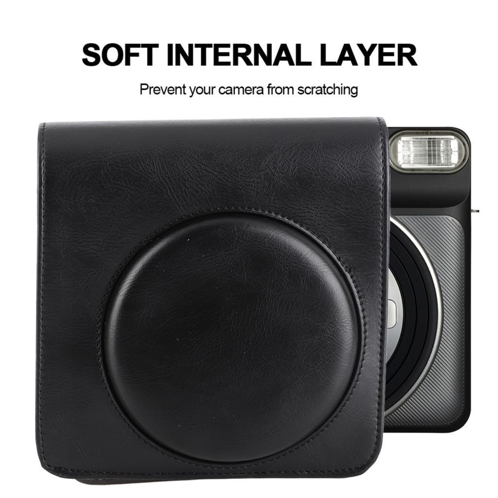 Vistruc Protective PU Leather Camera Case Bag พร้อมสายรัด - SQ6 (สีดํา)