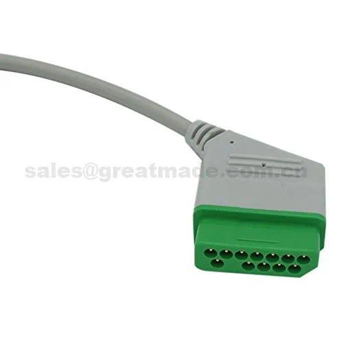 【QJ】Compatible nihon kohden BR-906 6 lead ecg cable connector medical ecg cables