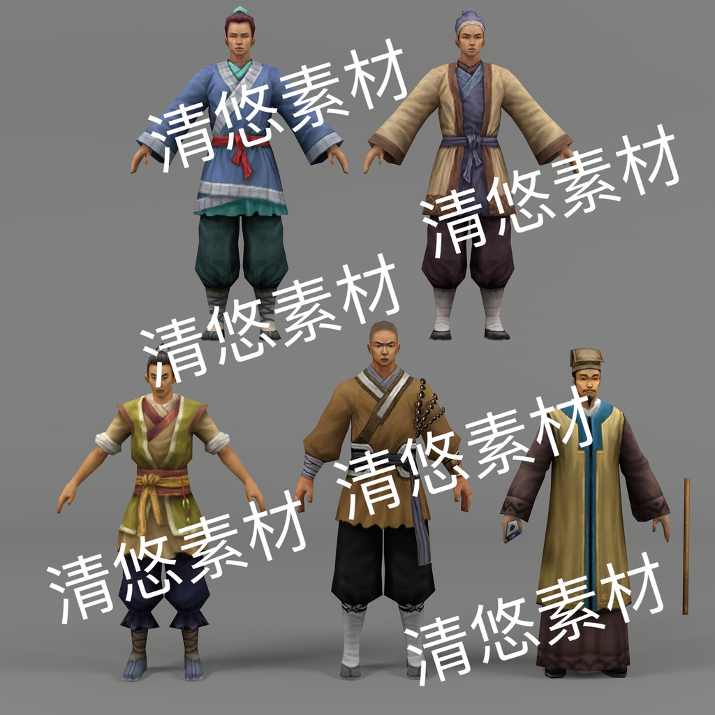 Jane Model c4d fbx obj Format Ancient Youth Villager Teaching Mr. แฟ้ม 3D พระไม่ใช่จริง E52