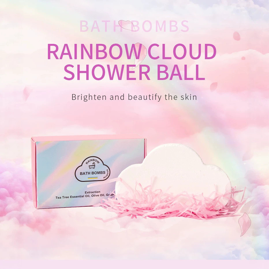 Cloud Rainbow Bath Bomb Cleanser Bath Fizzy Bubble Bath Ball สําหรับอาบน้ําและแช่เท้า