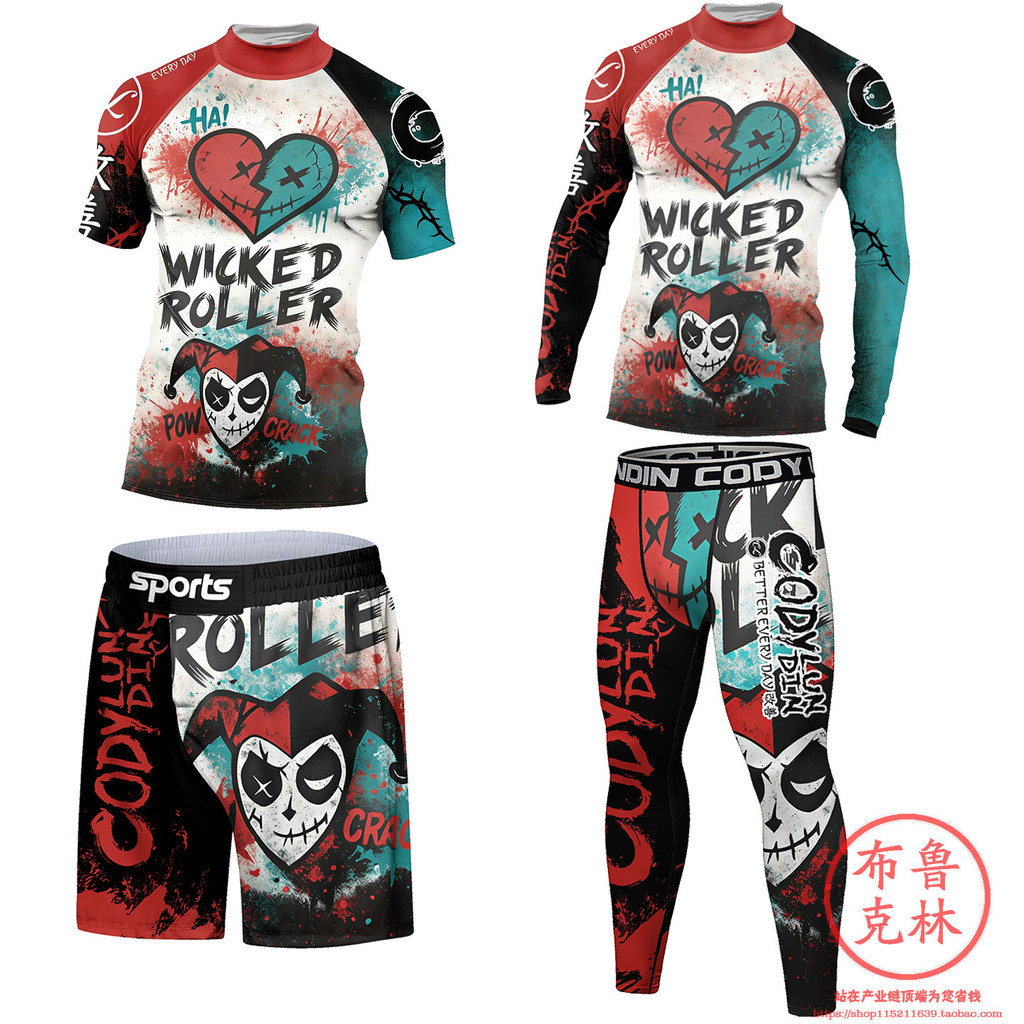 MMA Mens Comprehensive Fighting Tights Joker Joker แขนสั้นชุดสูทแขนยาวบราซิล Jiu-Jitsu Anti-