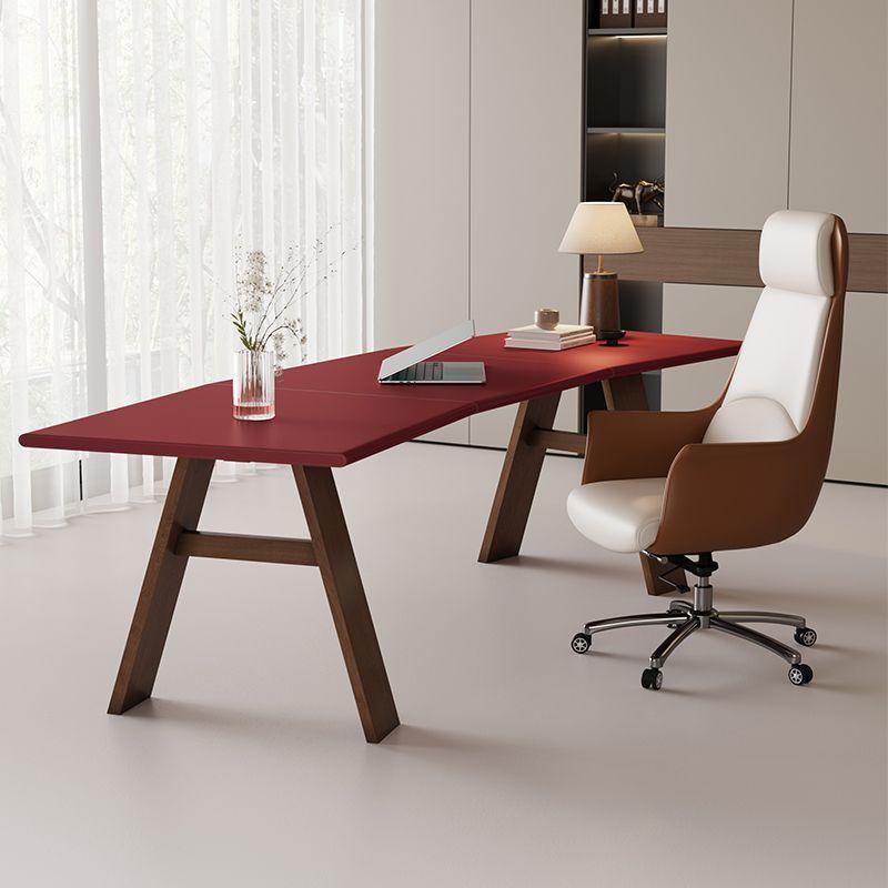Office desk, boss desk, saddle leather solid wood office desk for women