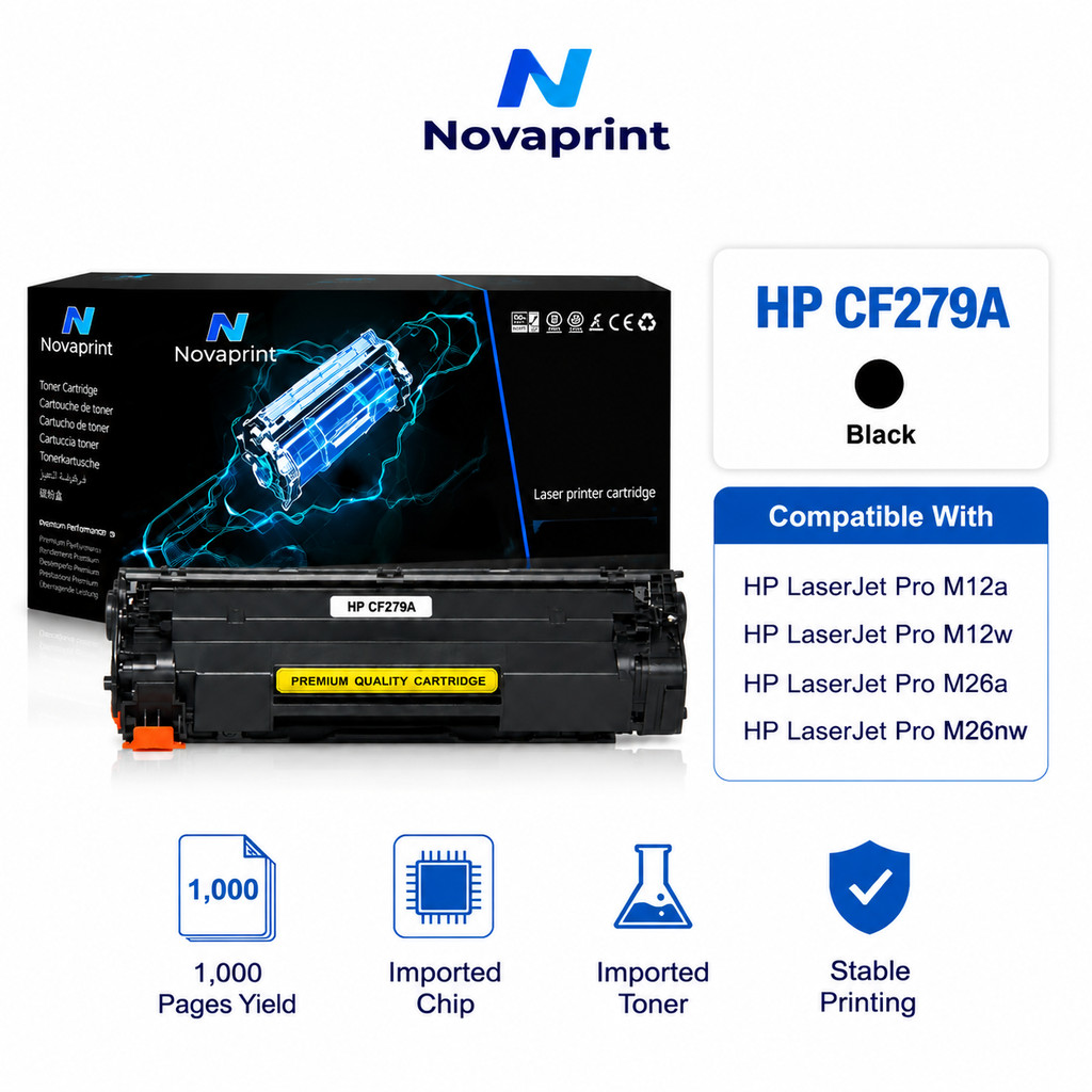 ตลับหมึก HP 79A CF279A เทียบ Novaprint พร้อมชิป สำหรับ LaserJet Pro M12a M12w MFP M26a M26nw 1,000 ห