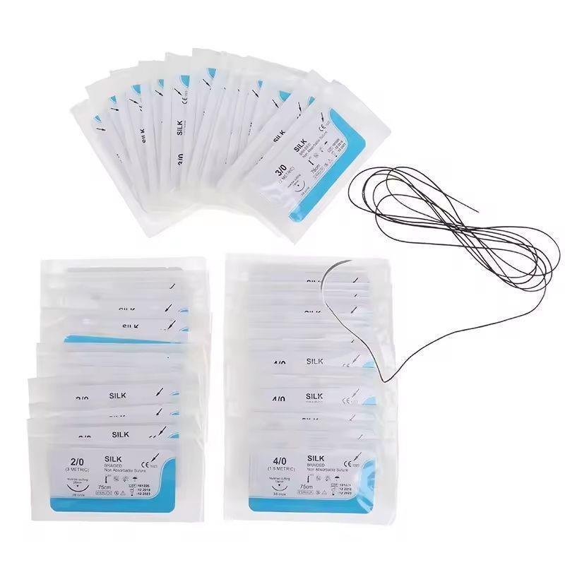 @@ Universal Medical Steile Pet Nylon Silk Thread Stitching Thread Non-Absorbable Angle Needle Round