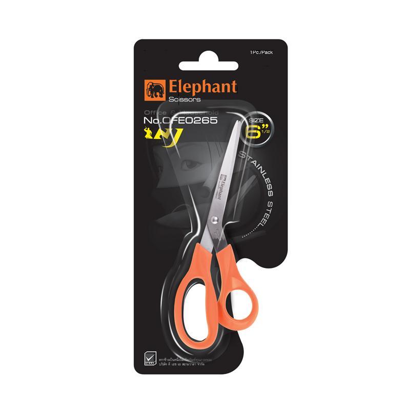 ELEPHANT กรรไกร รุ่น 0265 สีส้ม ขนาด 6.5 นิ้ว