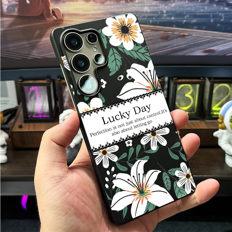SAMSUNG สําหรับSamsung S26 Ultra S26FE 25Ultra S24U S25 FE S23ULucky Dayดอกไม้พิมพ์ Micro Matte Hard