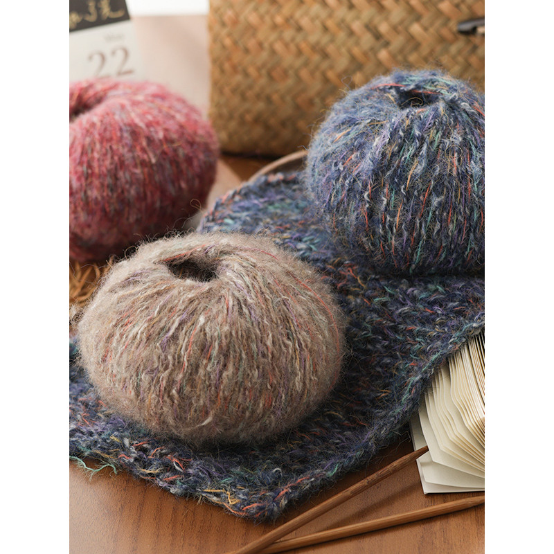 Mohair Yarn Rainbow Alpaca Velvet Hand-Knitted diy Scarf Stick Needle Yarn Sweater Hand-Kn