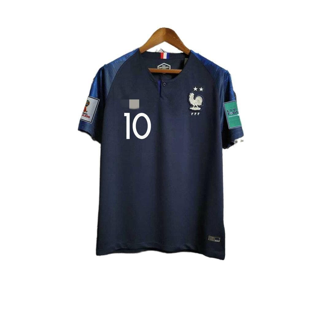 2018 France Home Jersey คุณภาพสูง MBAPPE POGBA เสื้อฟุตบอลแขนสั้นที่กําหนดเอง