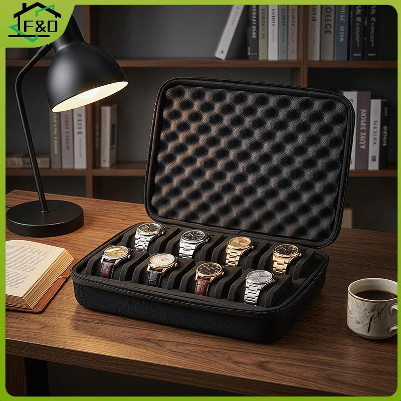 F&O 1 ชิ้น Hard EVA Watch Storage Case พร้อม 6/8 ช่อง Soft Shoproof Lining เหมาะสําหรับ Home Travel 