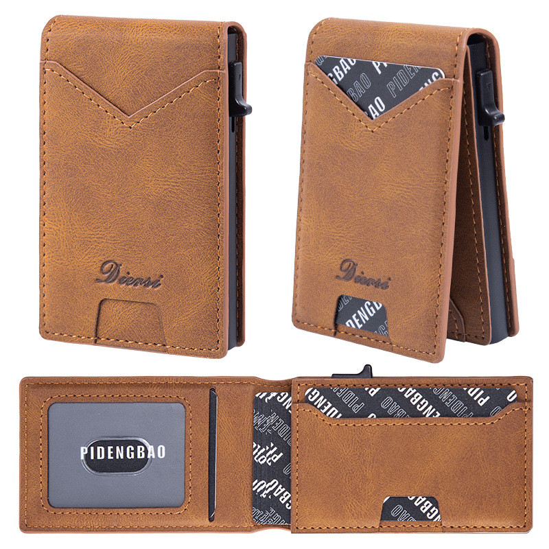 Men Card Holder RFID Stealing Brush Credit Card Holder Fast-bomb Card Holder High-End Large-ความจุ C