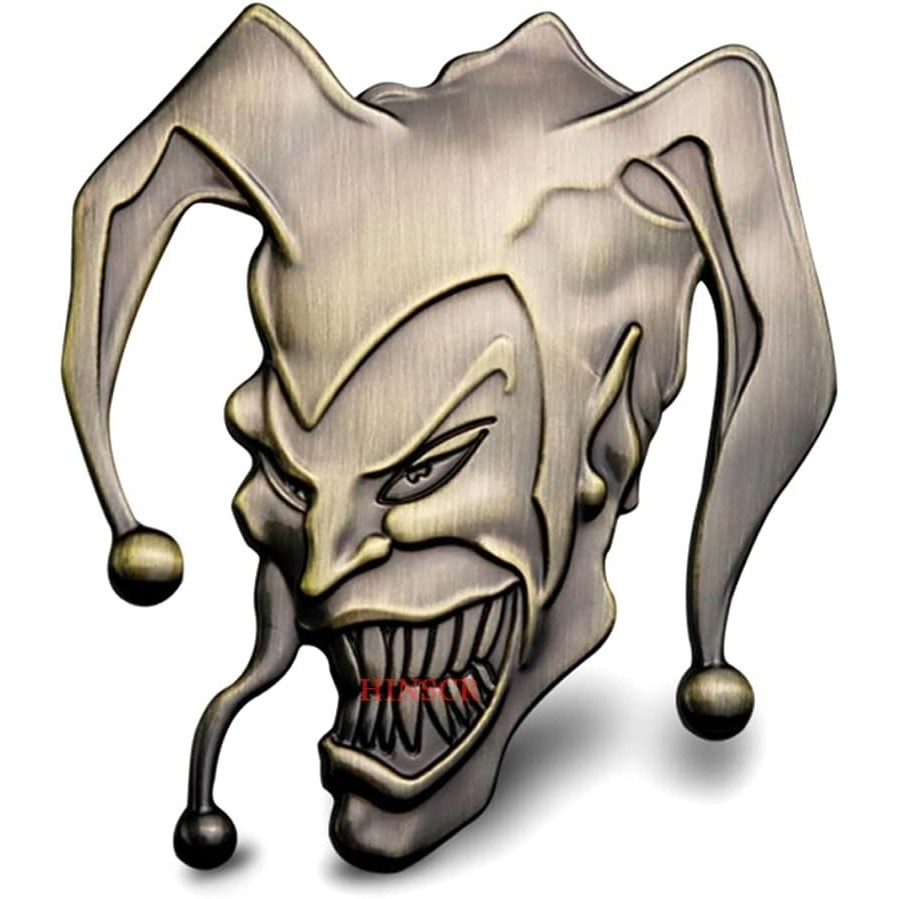 Joker รถ Decal Emblem Joker โลหะ auto Emblem Decals 3D Clown Skull Badge สติกเกอร์สําหรับรถยนต์รถจัก