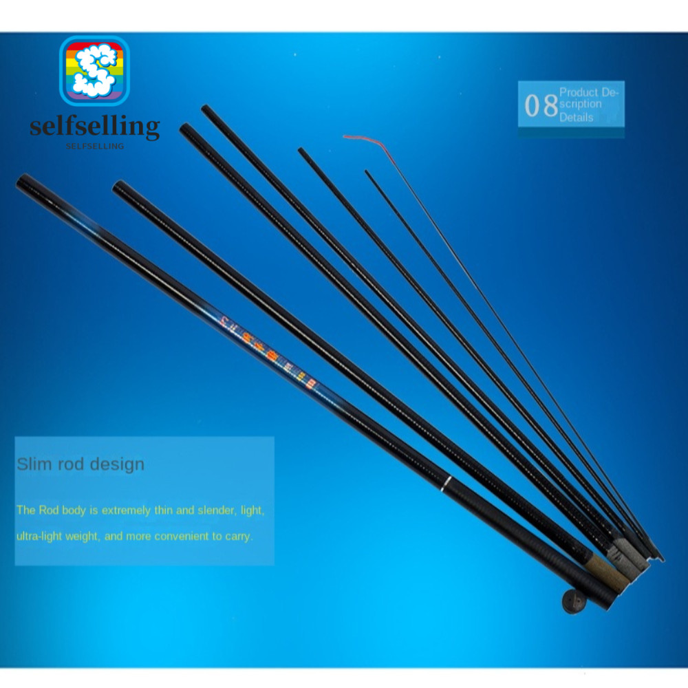 ชุดคันเบ็ด SELFS, คันเบ็ดหล่อ Telescopic ครบชุด, เด็กแก้ว Fibre คาร์บอน Fibre 2.1m-7.2m Fishing Pole