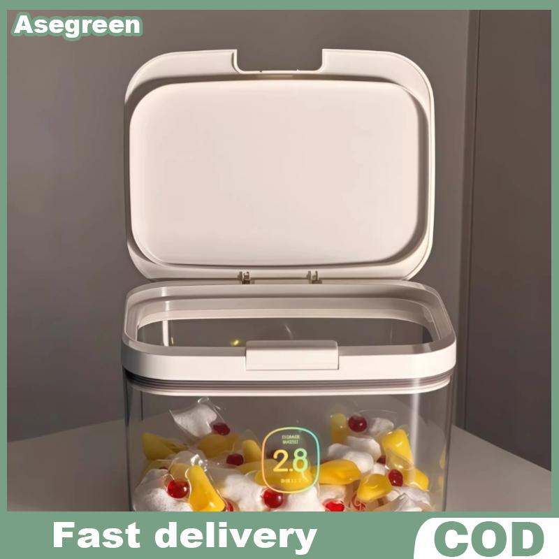 [Asegreen] Laundry Pod Container, Laundry Pod Holder, Sealed And Automatic -Up, Large Capacity with 