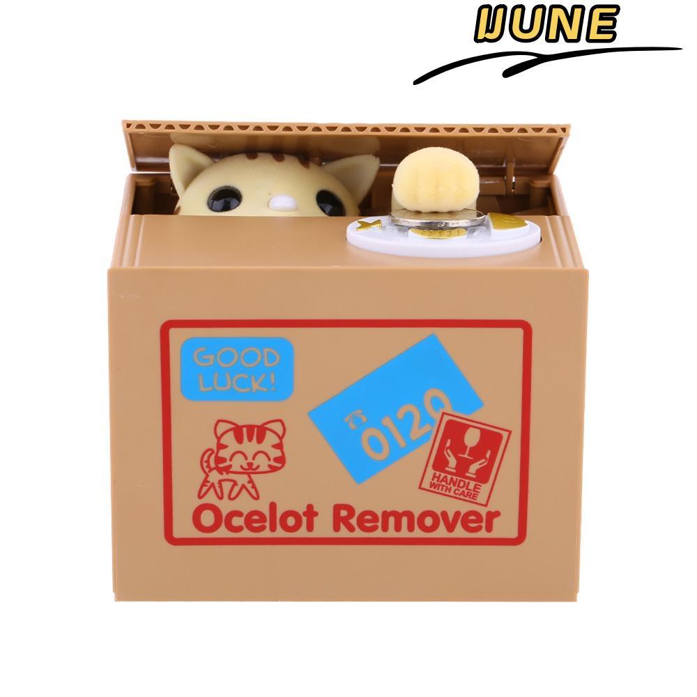IJUNE Coin Bank, Coin Collection Mechanical Design Cat Money Box, Fun Money Storage Automatic Steali