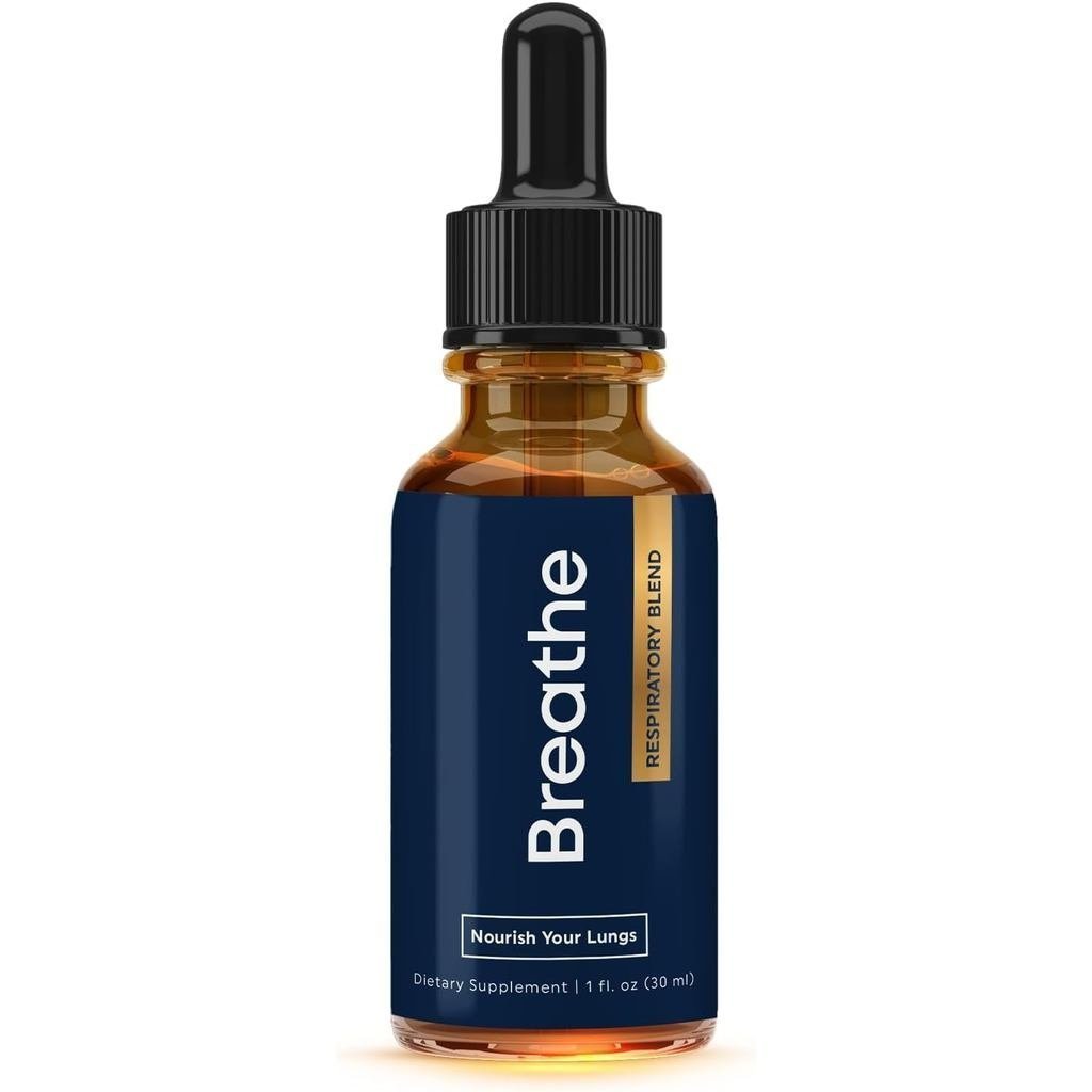 BREATHE 8-IN-1 หยดสําหรับปอดและการบิน (1 fl. ออนซ์): Peppermint, Thyme, & Mullein Leaf Extract for L