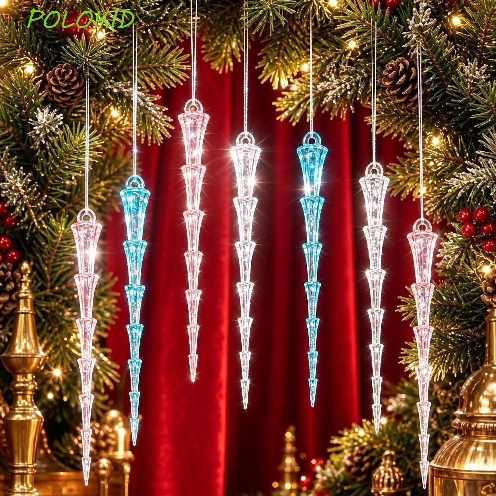 POLOKID 12 ชิ้นต้นคริสต์มาส Icicle ตกแต่ง,ปลอม Icicle ที่สมจริงอะคริลิค Icicle คริสต์มาสเครื่องประดั