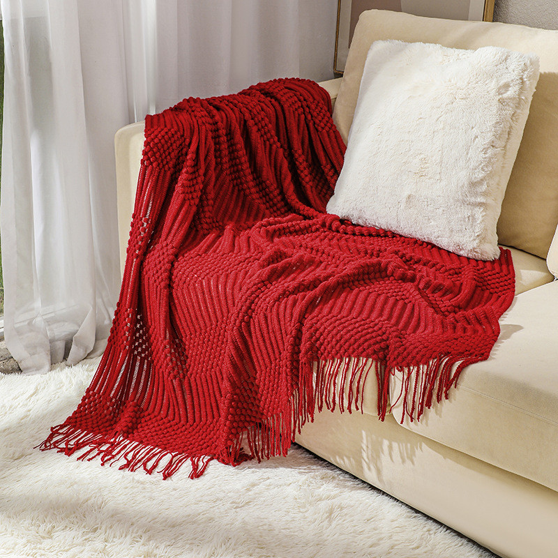 Nordic Large Size Sofa Blanket Knitted Blanket Home Throw Blanket With Tassel