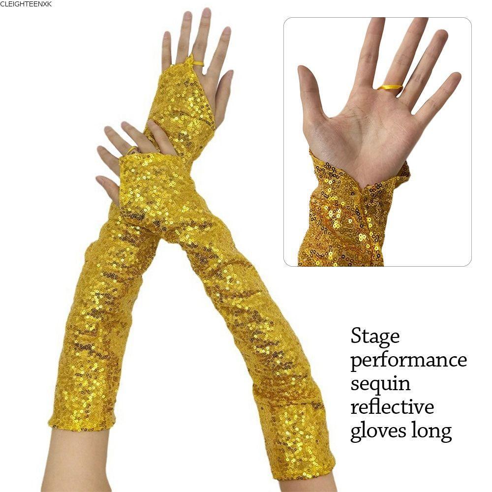 CLEIGHTEEN8H ถุงมือเลื่อม, Shining Vintage คอสเพลย์ Mittens, แฟชั่นยาว Gothic Punk Performance อุปกร
