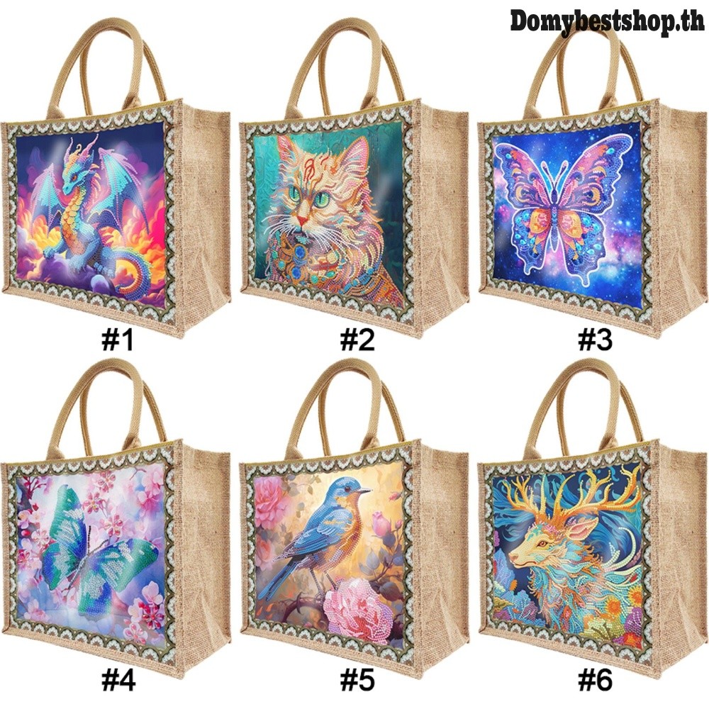 Diamond Art Tote สําหรับผู้หญิงผ้าลินินผ้าใบหัตถกรรมกระเป๋า