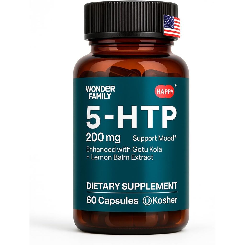 WONDER FAMILY 5 HTP 200mg - พร้อมวิตามินบี 6 100mg, Gotu Kola - อาหารเสริมเพื่อสุขภาพสําหรับผู้หญิง,