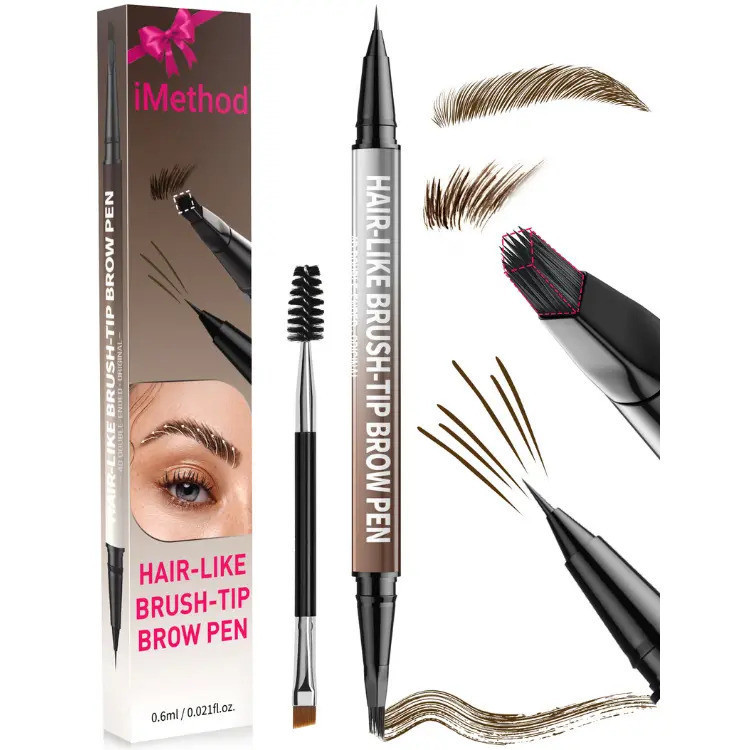 Iod Original 4D Brush เชื่อมเชื่อมnowanคอเต่า Microblading Eyebrow Pen, 2-in-1 Dual-Ended, Hair-Like