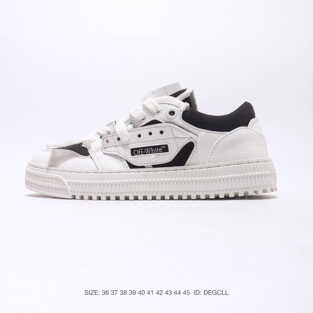 OFF-WHITE Off Court Leather Casual Shoes รองเท้าผ้าใบแฟชั่น Anti-slip Wear-resistant Unisex