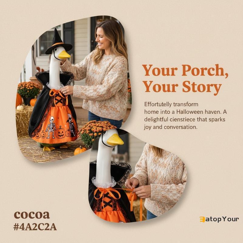 EatopYour] Witch Themed Goose Costume 23 นิ้ว Porch Goose Outfit Creative Halloween Decor สําหรับ Ya