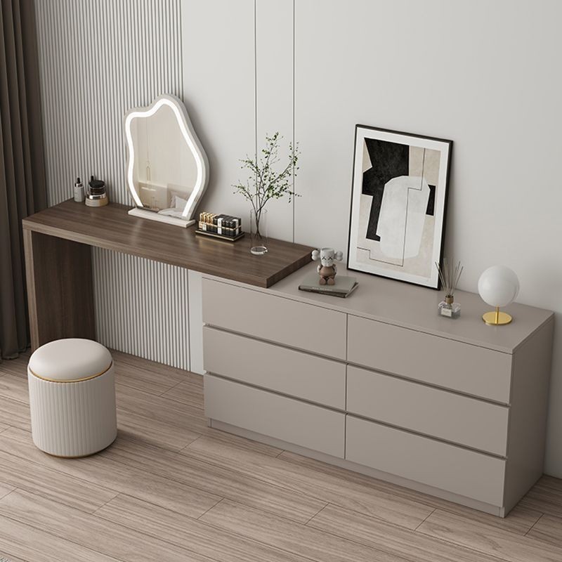 Minimalist Makeup Table Multifunctional Dressing Table Vanity Table with Dressing Mirror & Chair Mod